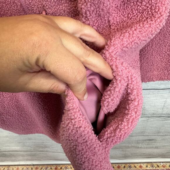 Time & Tru Plus Size Pink Sherpa Textured Waisted Jacket Size 3X - Picture 8 of 9